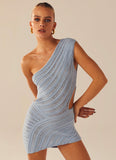 Percilla Ladder Knit Mini Dress Blue