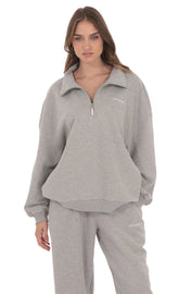 Quarter Zip Up Jumper in Grey