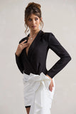 Capital Black Tailored Blazer Mini Dress With Side Drape