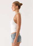 Roll Out Halter Top White