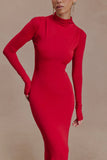 Kiyah Slinky Cut Out Maxi Dress Red