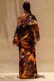 Nadine Smoke Print Asymmetric Maxi Skirt With Split
