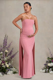 Christina Blush Pink Bandeau Sleeveless Maternity Maxi Dress With Cape