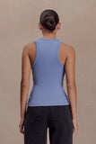 Lola Ribbed Sleeveless Top With Hardware Cornflower Blue