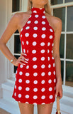 Maia Red Spot Halter Neck Mini Dress