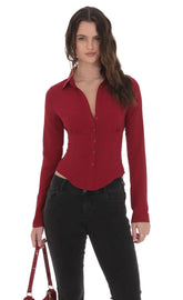 Button Up Shirt in Red