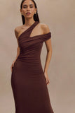 Anastasia One Shoulder Modal Midi Dress Mahogany