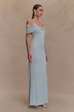 Bernadina Mesh And Slinky Halter Maxi Dress Pale Blue