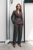 Penelope Pleated High Waisted Pants Chocolate