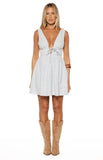 Saffron Blue Floral Tie Mini Dress