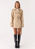 Jackie Mini Trench Coat Tan