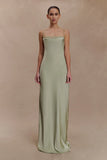 Isadora Lace Satin Maxi Dress Sage
