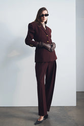 Penelope Pleated High Waisted Pants Mahogany