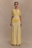 Gabrielle Slinky And Mesh Maxi Dress Lemon