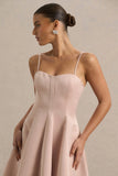 Mally Rose Pink Satin Sweetheart A Line Midi Dress
