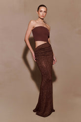 Jasiel Strapless Knit Maxi Dress Chocolate