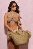 Navagio Beige Straw Tote Bag