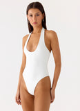 Set The Scene Halter Bodysuit White