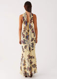 Under The Pagoda Maxi Dress Buttercream Leaf Print