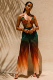 Farretti Ombre Print Chiffon Wide Leg Trousers