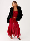 Carys Cropped Faux Fur Jacket Black