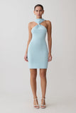 Hector Halter Neck Knit Mini Dress Blue