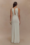 Beryl Slinky Maxi Dress With Pearls Ivory
