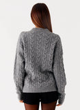 Frawley Cable Knit Cardigan Grey