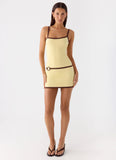 Felicia Asymmetrical Mini Dress Yellow