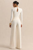 Raniella White High Neck Top With Gathered And Draped Detailing