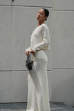 Petra Ruched Knit Maxi Skirt Ivory