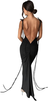 Women Sexy Backless Dress Bodycon Sleeveless Open Back Maxi Dress Formal Cocktail Wedding Guest