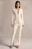Wonder Woman Cream High Waist Tailored Trousers With Hem Split