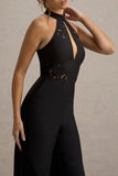 Kami Black High Neck Embroidered Jumpsuit