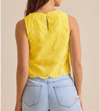 Women Eyelet Embroidered Tank Top Sleeveless Side Tie Summer Going Out Crop Top