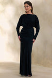 Elaria Black Satin Maxi Skirt