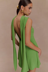 Wynter Scarf Draped Mini Dress Green