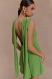 Wynter Scarf Draped Mini Dress Green