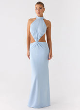 Warning Signs Maxi Dress Blue