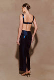Adoria Sequin Cut Out Maxi Dress Navy