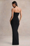 Beverly Black Bandeau Maxi Dress With Gathered Detailing