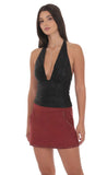 Studded Suede Skirt in Maroon