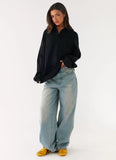 Torrie Oversized Polo Top Black