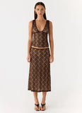 Malachie Lace Midi Skirt - Chocolate