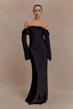 Giselle Off Shoulder Cowl Neck Maxi Dress Black