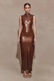 Veronica Sequin Midi Dress Chocolate