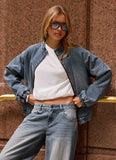 Waylon Denim Bomber Jacket Mid Wash Blue