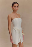 Steph Strapless Linen Mini Dress White