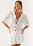 Summer Escape Embroidered Top White