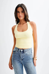 Marie Recycled Halter Top Lemon Sherbet